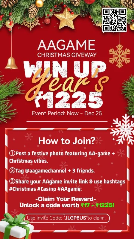 AAgame Christmas Giveaway!❤️??✨ Win Up to ₹1225 This Christmas! ✨Event Period: Now -...