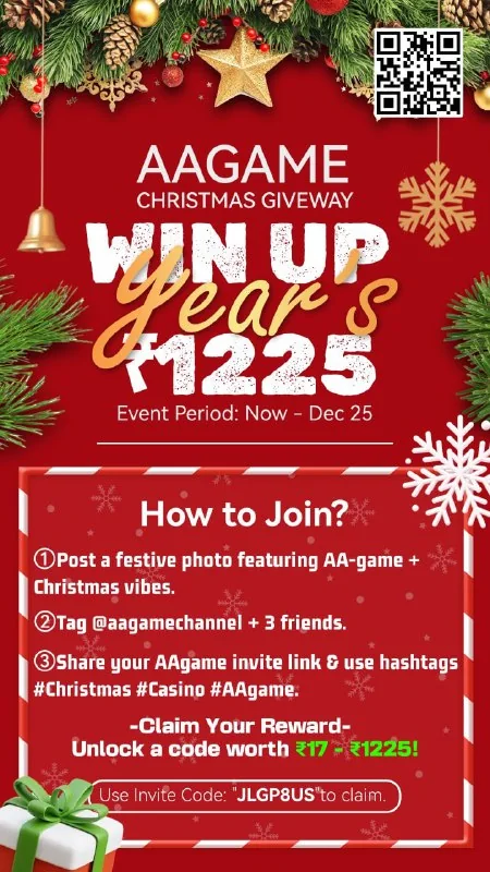 AAgame Christmas Giveaway!❤️??✨ Win Up to ₹1225 This Christmas! ✨Event Period: Now -...