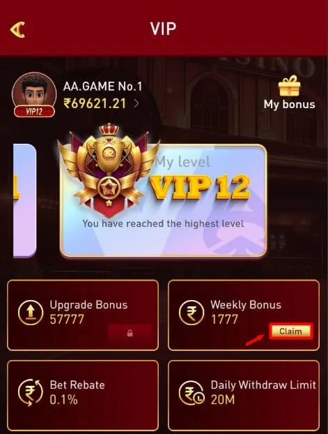 Remember to click to claim your VIP weekly bonusPlease remember to log in every Monday...