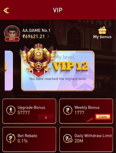 Remember to click to claim your VIP weekly bonusPlease remember to log in every Monday...